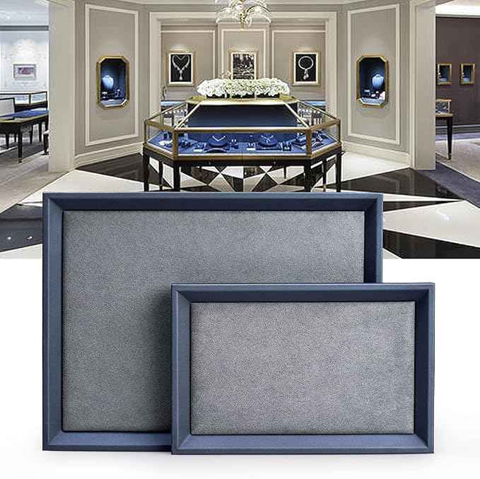 Oirlv Premium Leather Flat Jewelry Tray Jewelry Display Organizer, Valet Tray