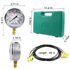 Hydraulic Pressure Gauge Kit 3Pcs 25MPa 40MPa 60MPa with Test Hoses