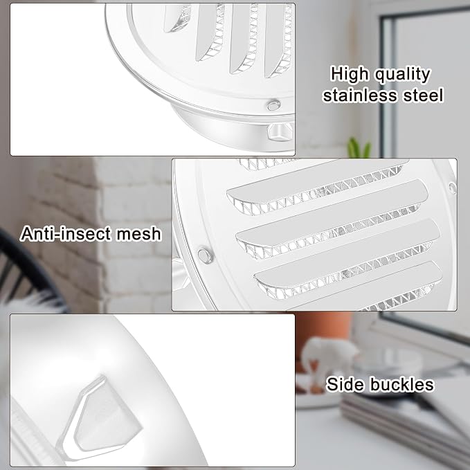 Zonon 8pcs Stainless Steel Soffit Vents 6 Inch Round Dryer Vent Cover - Image 4