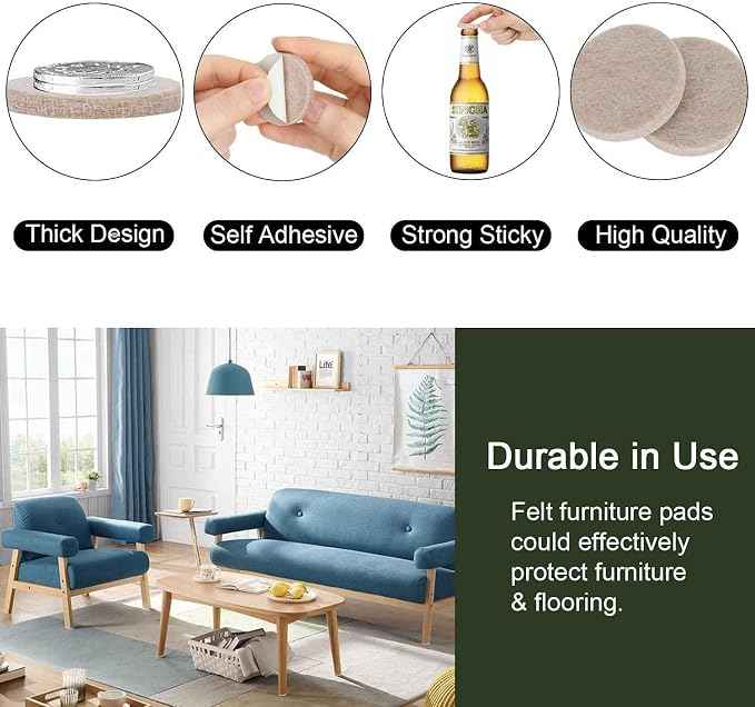 Yelanon Felt Furniture Pads -182 Pcs Premium Felt Pads
