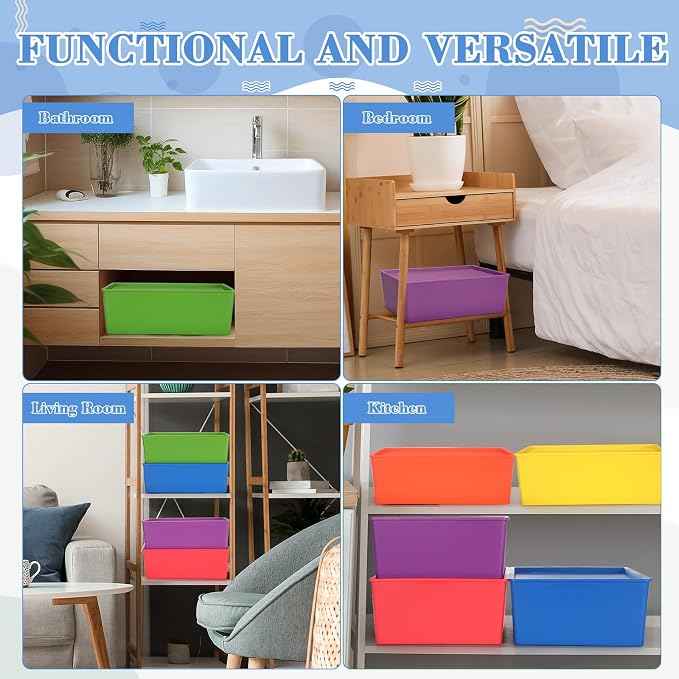Menkxi 6 Pcs Large Plastic Storage Bins