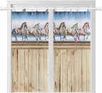 Western Horse Bathroom Curtains 63 Inch Length, Window Curtains Tab Top by Unknown