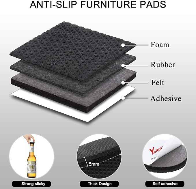 Yelanon Non Slip Furniture Pads -24 pcs 2’’ Furniture Grippers Hardwood Floors