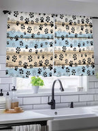 Sheer Curtains 45 Inch Length, Vintage Farmhouse Rustic Wooden Grain Privacy - Image 5