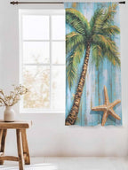 Sheer Curtains 72 Inches Long, Coastal Beach Tree Semi Sheer Curtains Light - Image 3