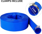2" x 100 FT Pool Backwash Hose Blue Heavy Duty Reinforced PVC Lay Flat Water - Image 3