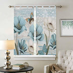 Spring Floral Bedroom Curtains 72 Inch Length, Window Curtains Tab Top - Image 2