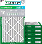 Filterbuy 16x25x2 Air Filter MERV 8 Essential Dust & Allergy Defense, by Filterbuy