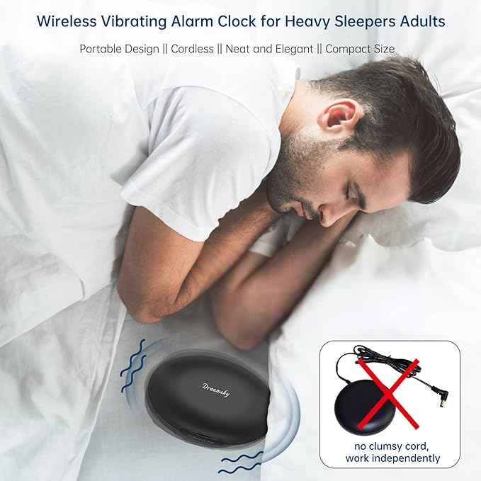 DreamSky Vibrating Alarm Clock for Heavy Sleepers