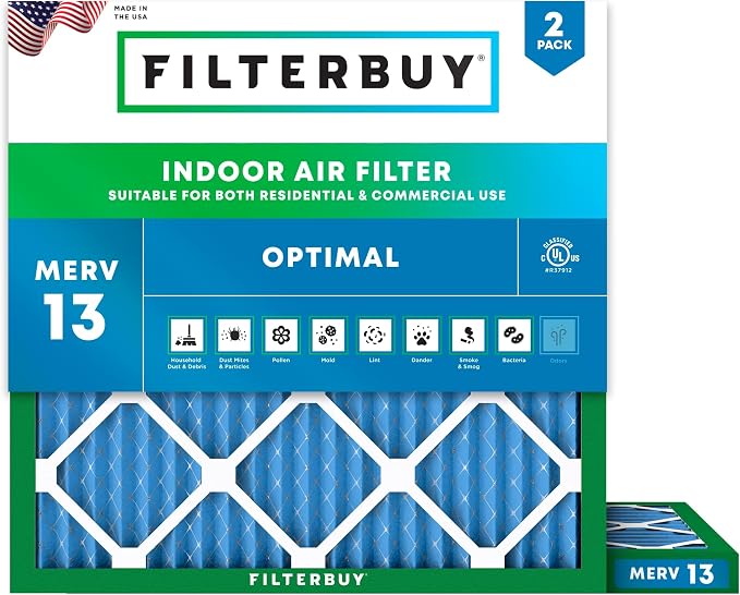Filterbuy 23.5x23.5x1 Air Filter MERV 13 Optimal Smoke & Allergy Defense by Filterbuy