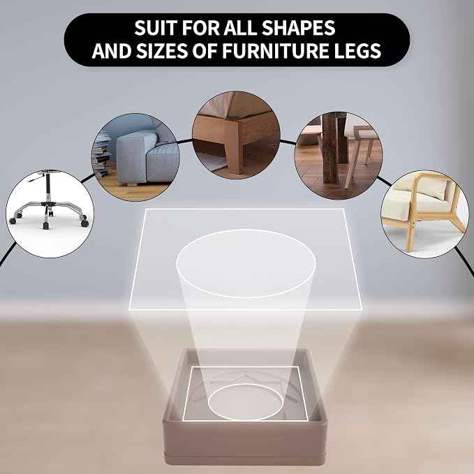 Furniture Coasters 8 Pcs 2” Furniture Caster Cups Non Slip Furniture Pads