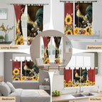 Chicken Sunflowers Kitchen Curtains 45 Inch Length, Short Cafe Window Curtains - Image 7