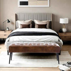 DUHOME Button-Tufted Ottoman Bench, Upholstered Bedroom Benches Leather