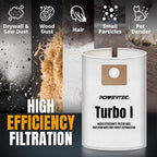 POWERTEC Turbo I, 9-20-27 Fleece Filter Bags 15PK, - Image 5