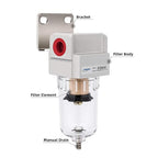 NANPU 1/4" NPT Compressed Air Line Filter, 5 Micron Brass Element, Poly Bowl - Image 2