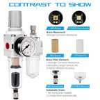 NANPU 1/4" NPT Auto-Drain Air Filter Regulator Lubricator Combo Water/Oil Trap - Image 5
