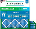 Filterbuy 21x21x1 Air Filter MERV 13 Optimal Smoke & Allergy Defense, by Filterbuy