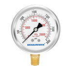 MEASUREMAN 2-1/2" dial, Glycerin Filled, Stainless Steel case, Brass Inside by MEASUREMAN