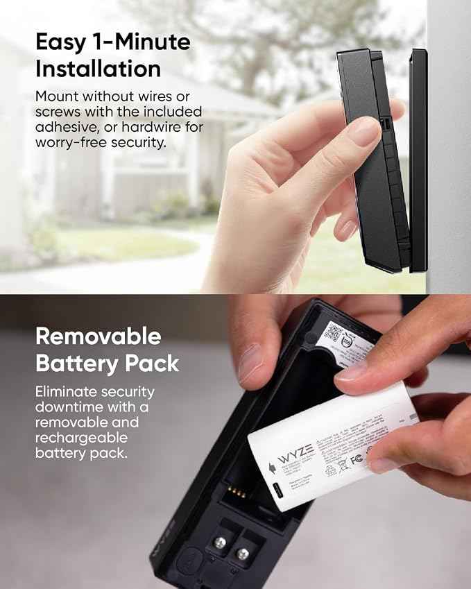 WYZE Wireless Duo Cam Video Doorbell, Battery Powered, 2K Full HD Video