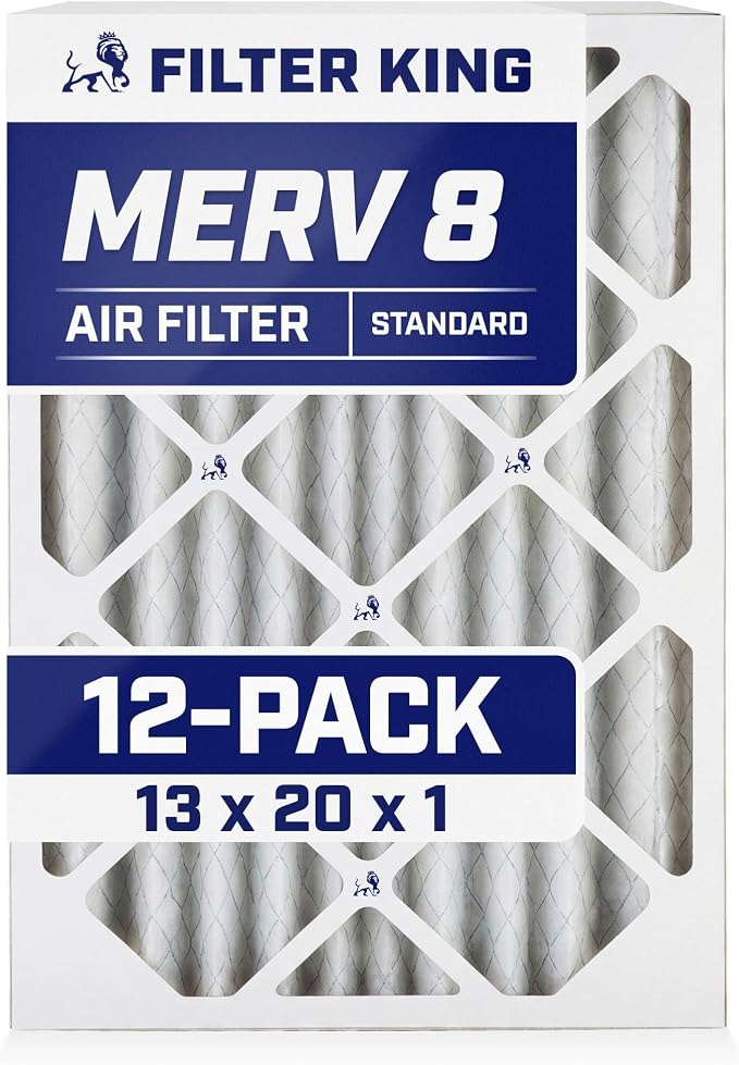 Filter King 13x20x1 Air Filter | 12-PACK | MERV 8 HVAC Pleated A/C Furnace by FilterKing