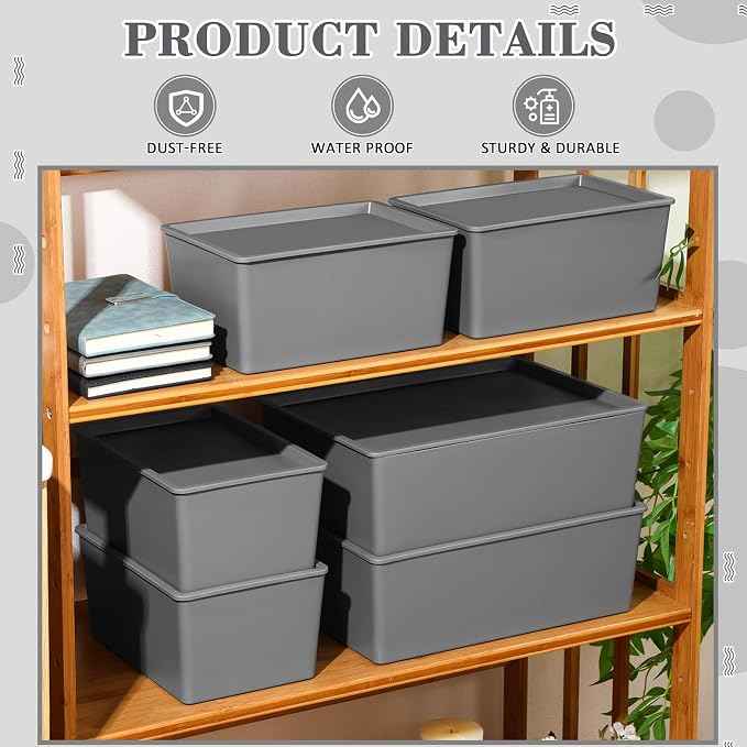 Menkxi 6 Pcs Plastic Storage Bins