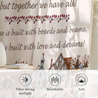 Farmhouse Sheer Curtains 108 Inch Length Country Star Barn Berry Brown Wood - Image 2