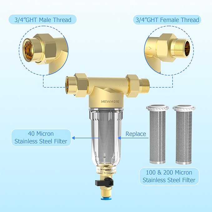 GFC40 Garden Hose Filter with 3/4" GHT Connector, 40 & 100 & 200 Micron - Image 2