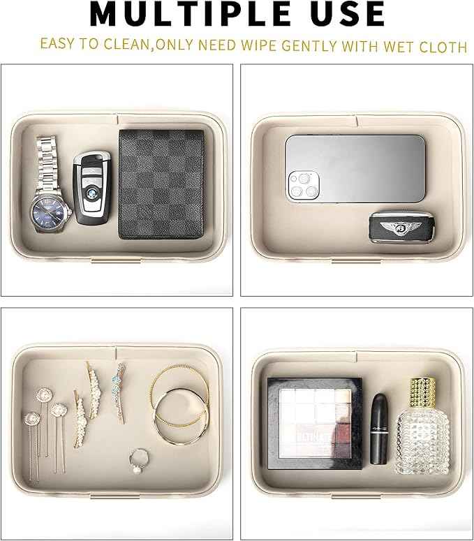 SANZIE Luxury Leather Tray Desktop Storage Catchall Organizer Decorative Tray