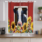 Cow Sunflowers Living Room Curtains 84 Inch Length, Window Curtains Tab Top - Image 9
