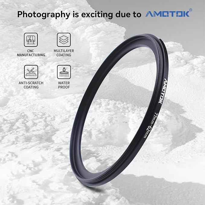77mm Lens to 62mm Camera Lens Adapter, 77mm to 62mm Filter Step-Down Ring - Image 2