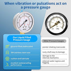 0-60 Psi Glycerin Liquid Filled Low Pressure Gauge, 2.5" Dial Size, 1/4" NPT - Image 5