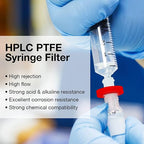 SimPure Syringe Filter PTFE 200 PCS Hydrophobic Membrane, 25mm Disc Diameter - Image 6