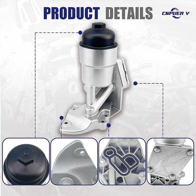 Oil Filter Housing Assembly, Complete Aluminum Plastic Cap Engine Oil Cooler - Image 7