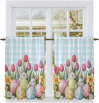 Easter Kitchen Tier Curtains 45 Inch Long 2 Panel Set, Rod Pocket Short Window - Image 2