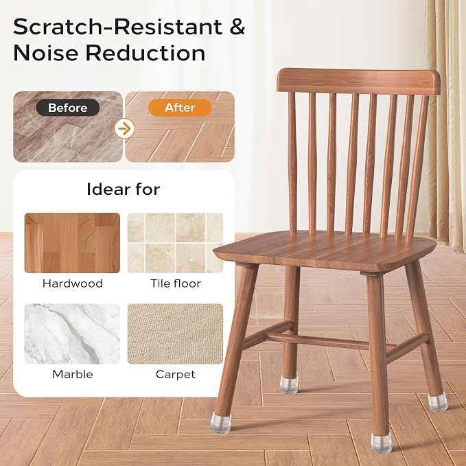 Meldel 24 PCS Silicone Chair Leg Floor Protectors Extra Small Rubber Felt
