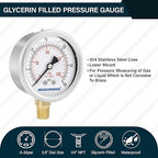 MEASUREMAN 2-1/2inch Dial Size, Oil Filled Pressure Gauge, 0-30psi/kpa - Image 2