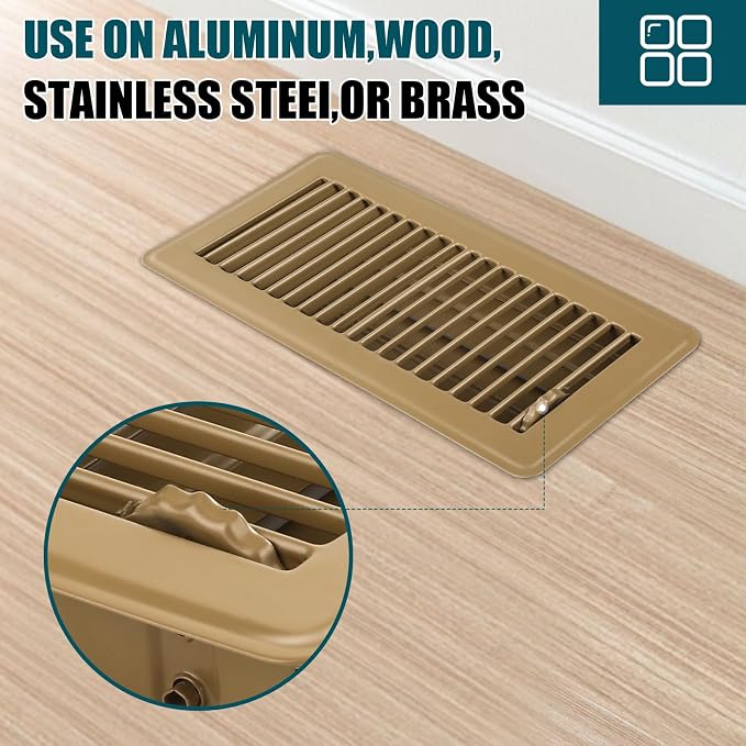 VOISEN Floor Register 4x10, 6 Pack Brown Floor Vent Covers, Heavy Duty Steel - Image 9