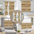 Light Brown Wood Grain Kitchen Curtains 45 Inch Length, Short Cafe Window - Image 7