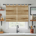Light Brown Wood Grain Kitchen Curtains 45 Inch Length, Short Cafe Window - Image 3