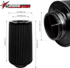 RYANSTAR 76mm 3" High Flow Round Tapered Cone Cool Air Filter Cleaner - Image 2