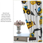 Kids Construction Equipment Window Curtains, Excavator Tractor Tow Truck Rod - Image 5