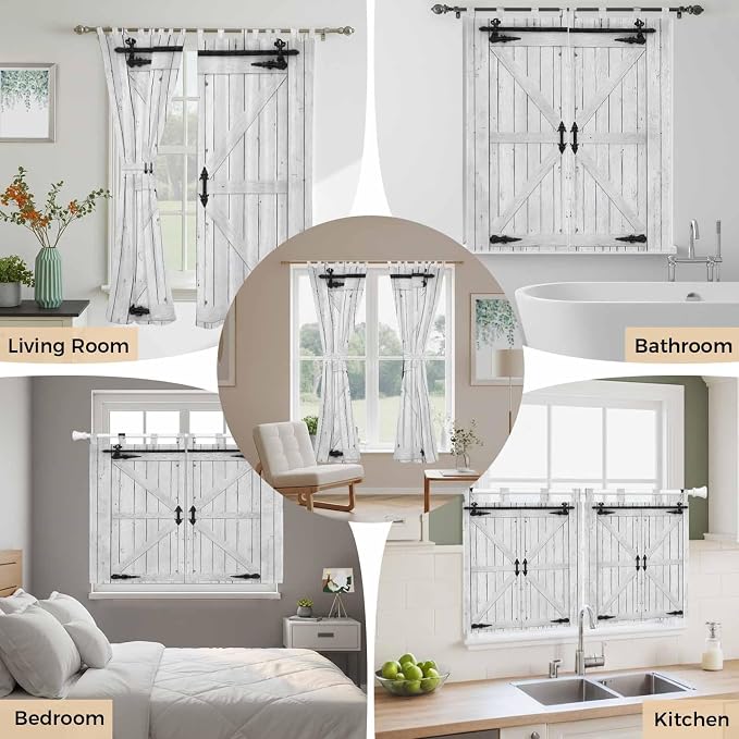 Farmhouse Wood Grain Living Room Curtains 96 Inch Length, Window Curtains Tab - Image 7
