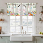 Easter Kitchen Tier Curtains 36 Inch Long 2 Panel Set, Rod Pocket Half Window - Image 3