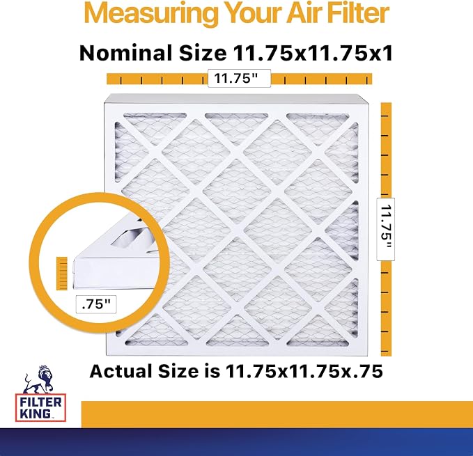 Filter King Air Filters 11.75x11.75x1 | 12 Pack | MERV 13 HVAC Pleated AC - Image 2