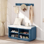 Hall Tree with Bench and Shoe Storage, Entryway Bench with Sliding Door Cabinet - Image 7