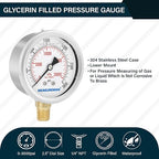 MEASUREMAN 2-1/2" dial, Glycerin Filled, Stainless Steel case, Brass Inside - Image 2