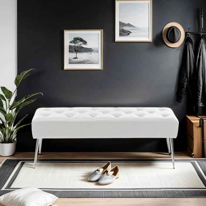 DUHOME Button-Tufted Ottoman Bench, Upholstered Footrest Stool Rectangular