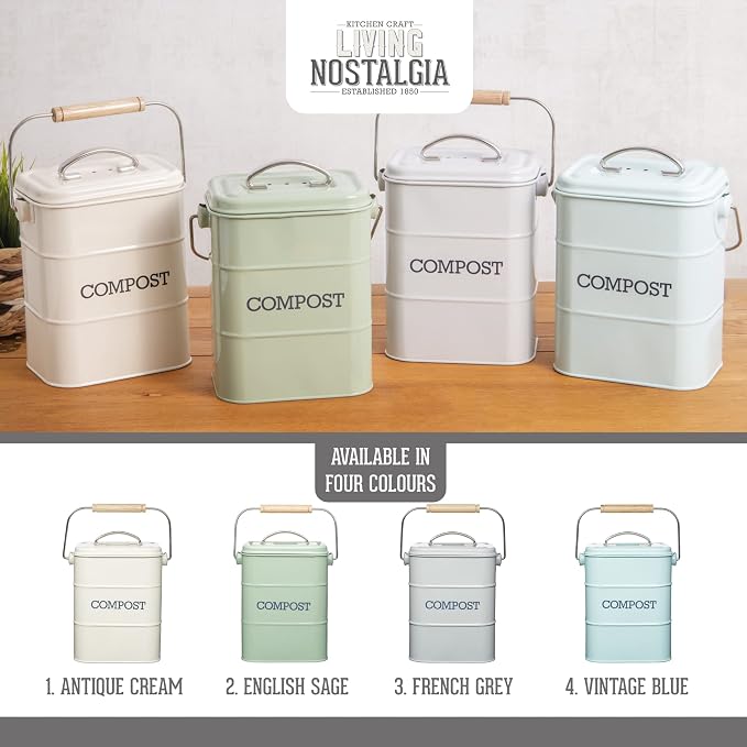 Kitchen Craft Living Nostalgia Vintage Blue Compost Bin LNCOMPBLU - Image 6