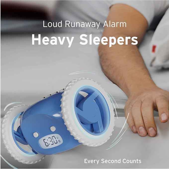 CLOCKY Extra Loud Alarm Clock for Heavy Sleepers on Wheels Rolls Runs Away