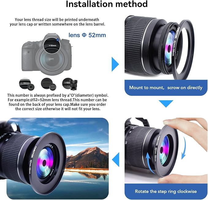 52mm Lens to 58mm Camera Filters Ring Compatible All 52mm Camera Lenses to 58mm - Image 5